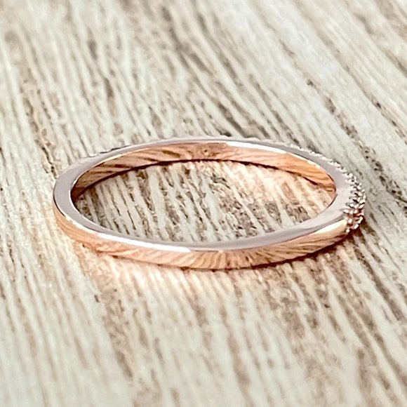 White Sapphire Pave Eternity Band - 14K Rose Gold - Picture 2 of 4